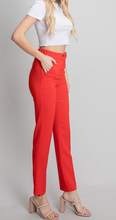 Load image into Gallery viewer, Twill Double Button Fly Stretch Fit Trousers Pants - TOMATO RED
